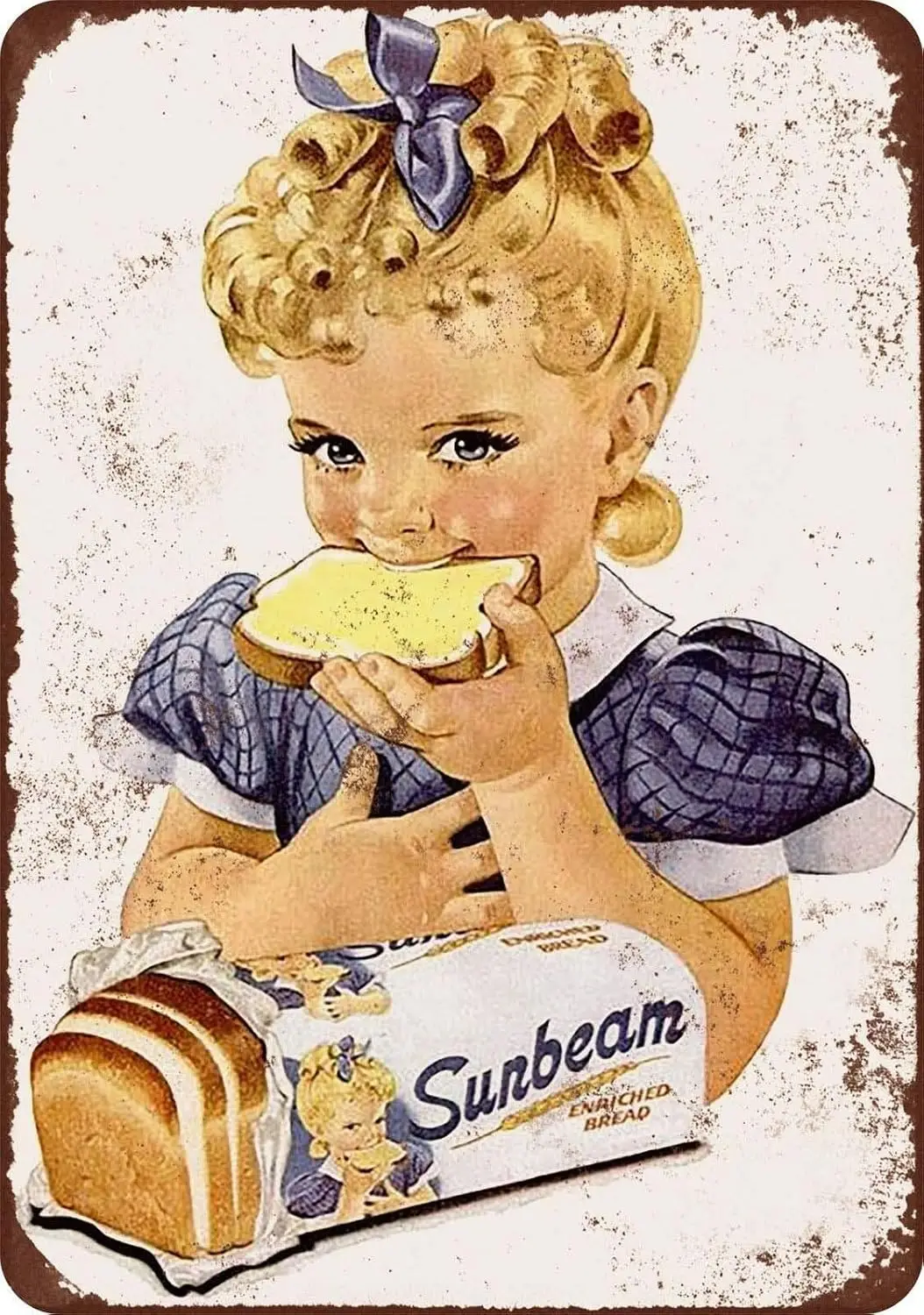 

HomDeo for Man Cave Bar Patio Basement Barber Shop Metal Signs Vintage Rusty Look Wall Decor Tin Sign 1954 Sunbeam Bread Girl
