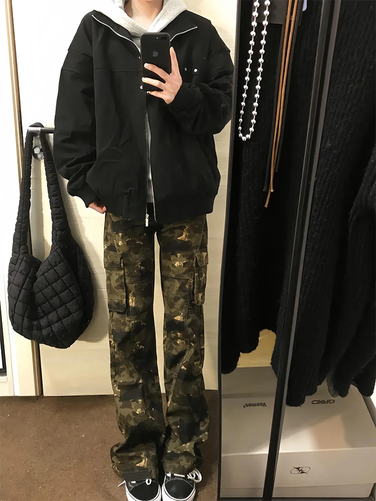 

Мужские рабочие брюки в американском ретро-стиле с камуфляжным принтом, прямые, модные, весенние, в стиле High Street, CleanFit, для работы и отдыха