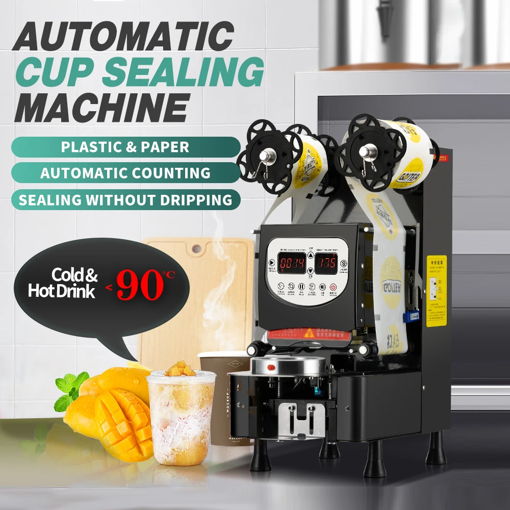 Automatic Plastic Paper 95/90 Caliber Boba Tea Cup Sealing Machine
