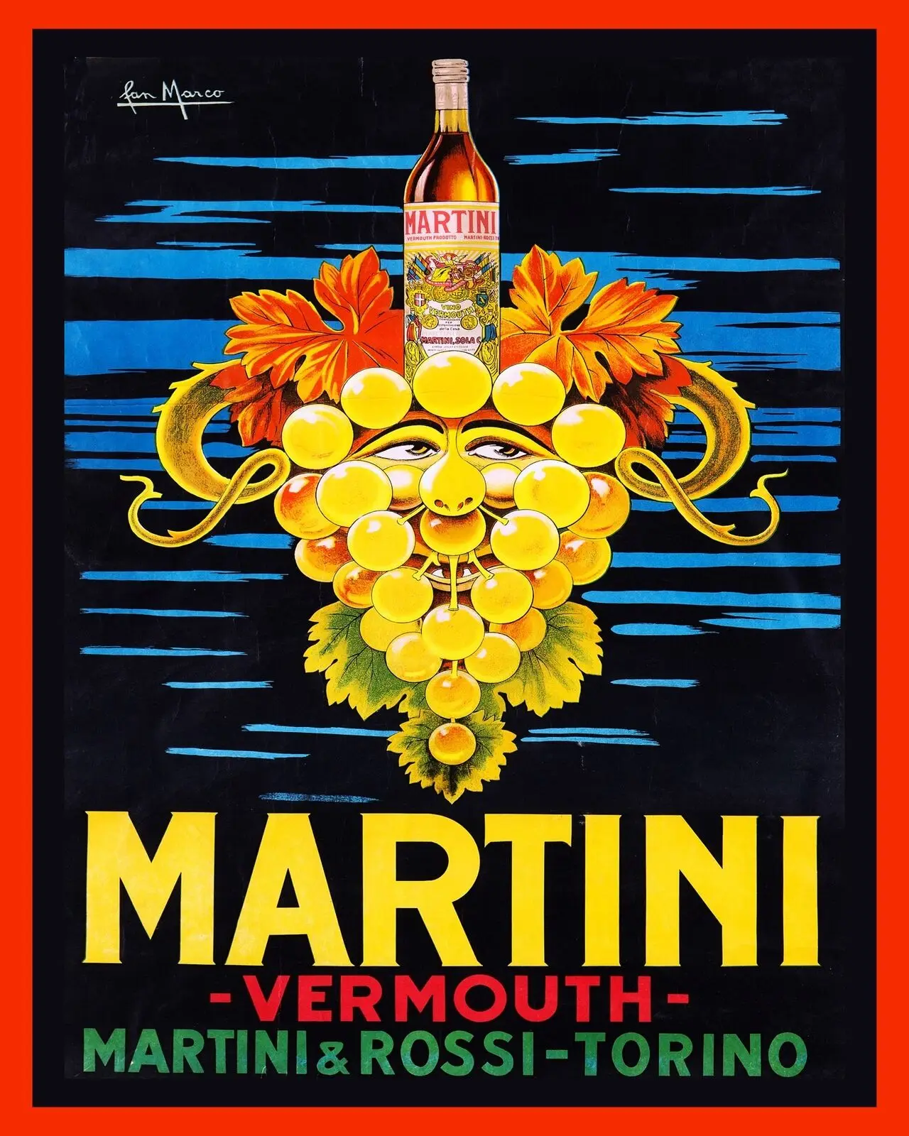 Vermouth Martini Vintage Poster Print Italiaanse drankwijn reclamekunst