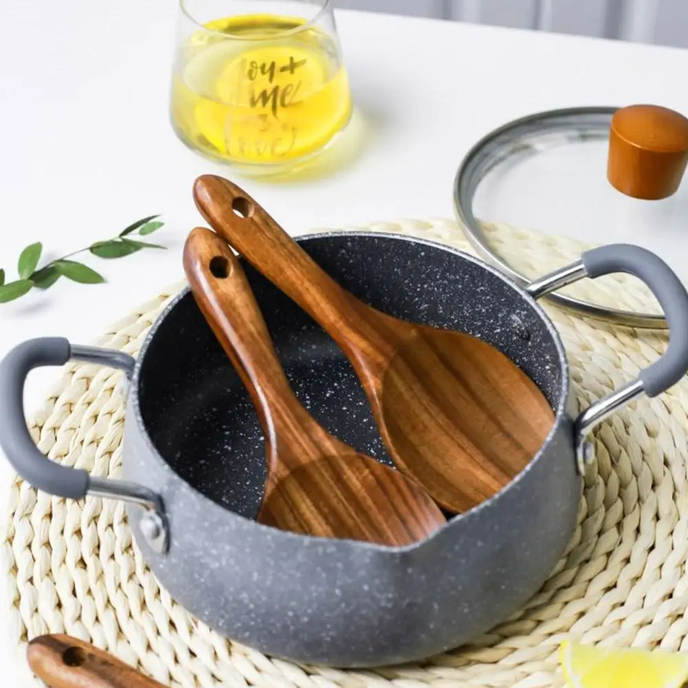สักธรรมชาติไม้ Tableware ช้อนจัดการไม้ข้าวทัพพีไม้ครัวเครื่องมือทำอาหารช้อนช้อนโต๊ะช้อน Kookgerei