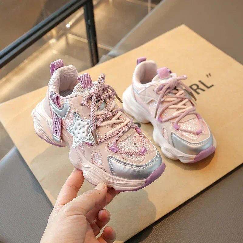 

Boys Girls Basketball Shoes Thick Soft Sole 2025 New Students Sneakers Hook&loop Children Sports Shoes Non-slip Students Trendy