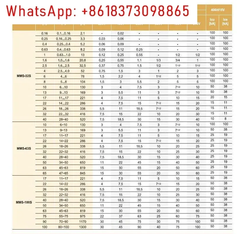 Power Generation MEC Motor Circuit Breaker MMS-32S 63S 100S 2.5A 5A Motor Protector