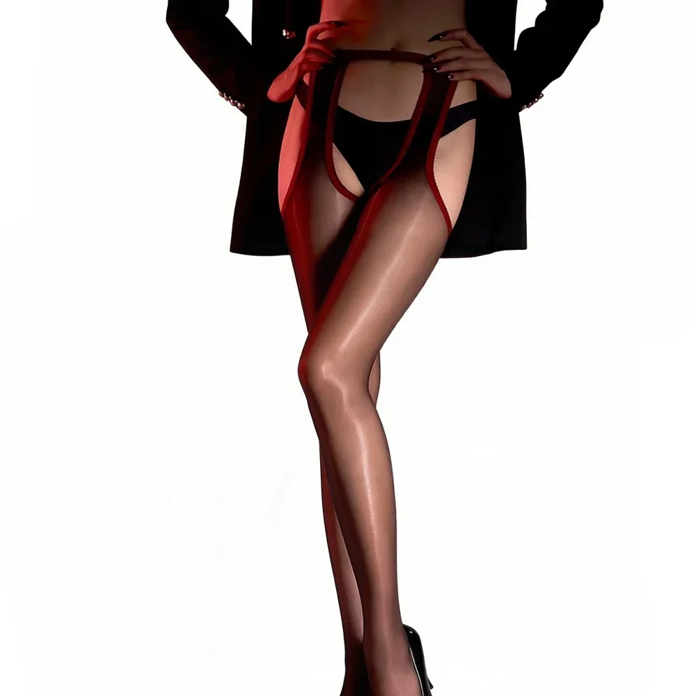 

Women's 1D Ultrathin Four Side Hollow Out Garters Oil Shiny Elastic Smooth Stocking Woman Pantyhose Shaping Wear Pantyhose