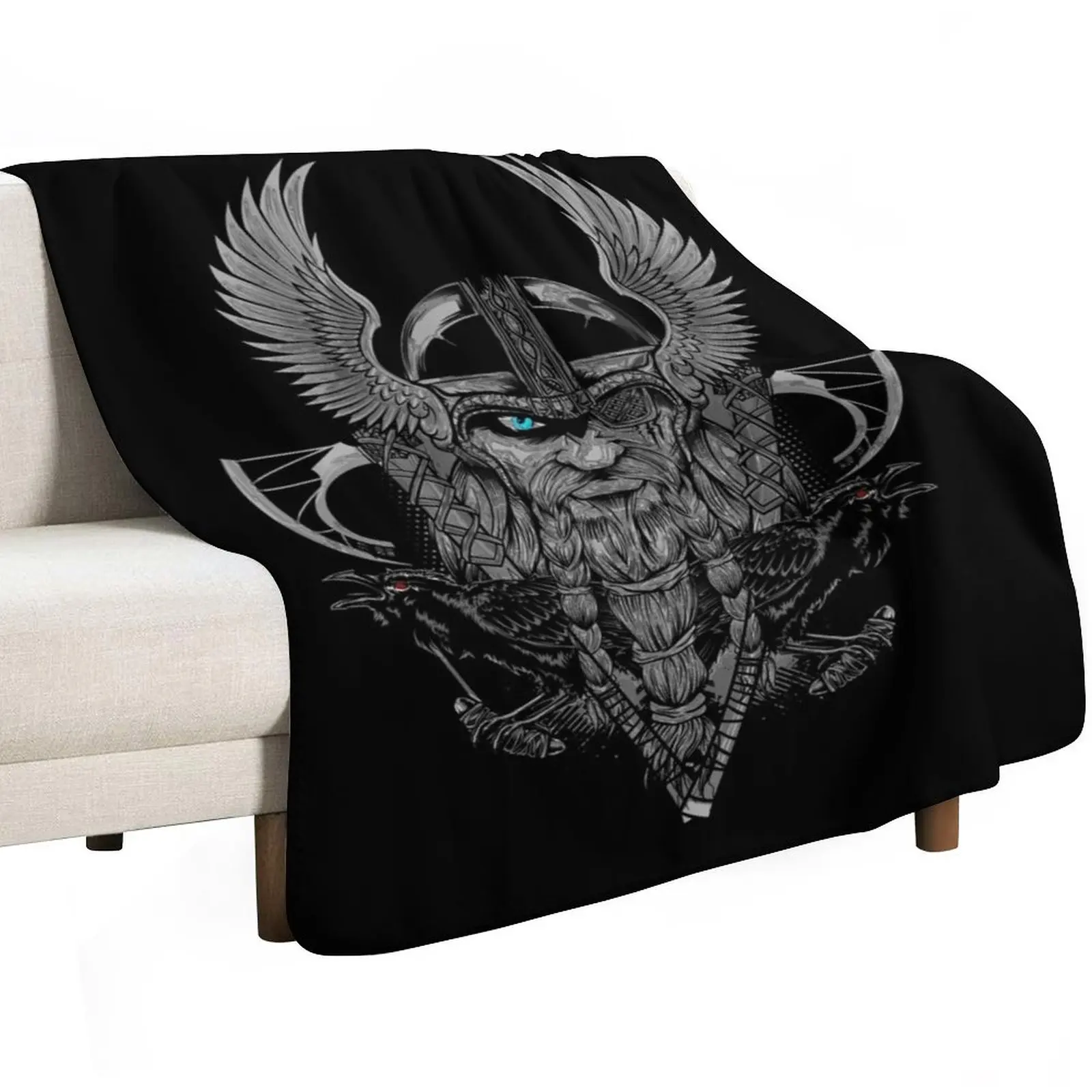 Norse mythology with Raven Huginn and Muninn Throw Blanket for babies Hairys Thermals For Travel Hairy for winter Blankets