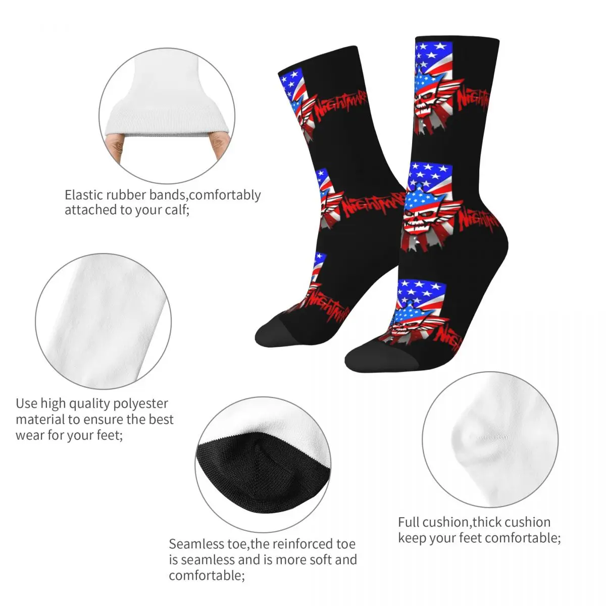 Male Cody Rhodes In The Ring Socks Cute Casual American Nightmare Socks Novelty Merch Middle TubeSocks Wonderful Gifts