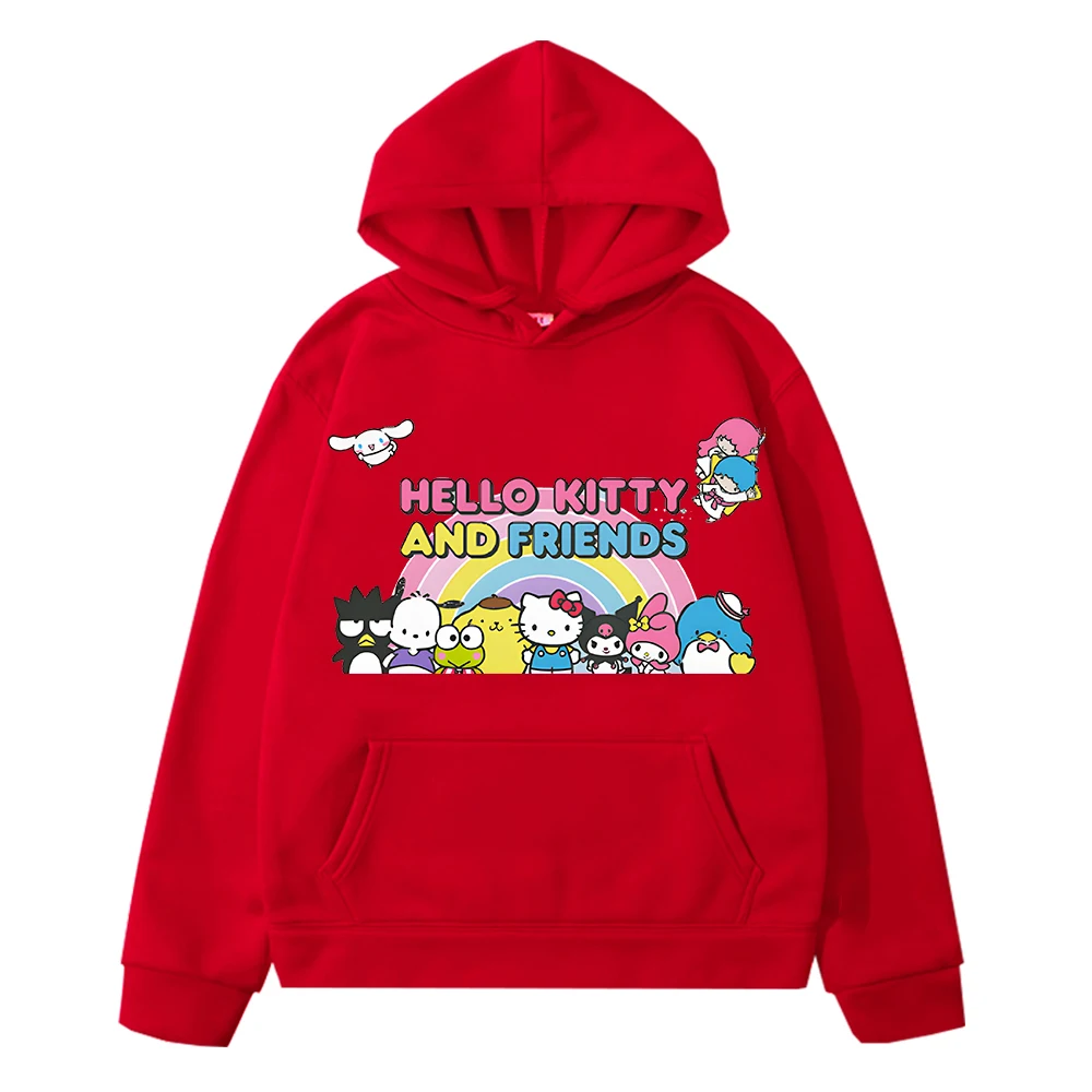 hello kitty Autumn Print hoodies Fleece sweatshirt boy pullover y2k sudadera Sanrio Kawaii anime hoodie jacket kids clothes girl