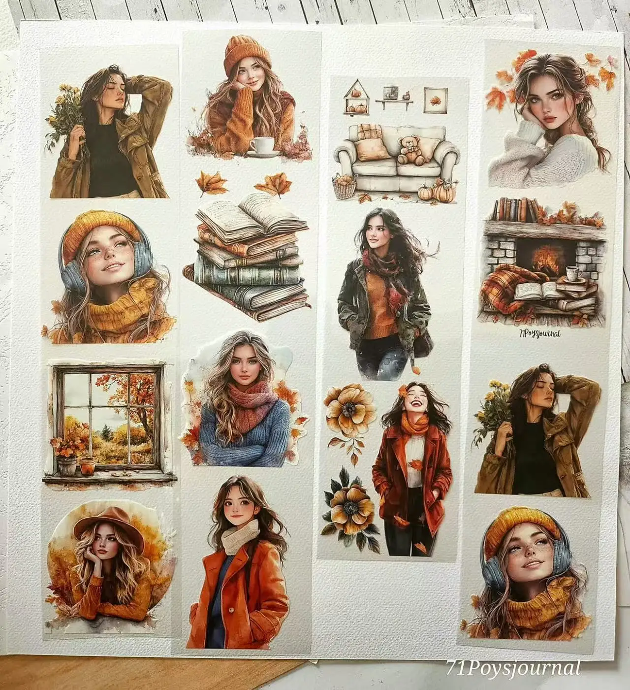 1 Loop 71Poysjournal Vintage Create Your Own Sunshine Girl Washi PET Tape DIY Card Making Scrapbooking Decorative Sticker