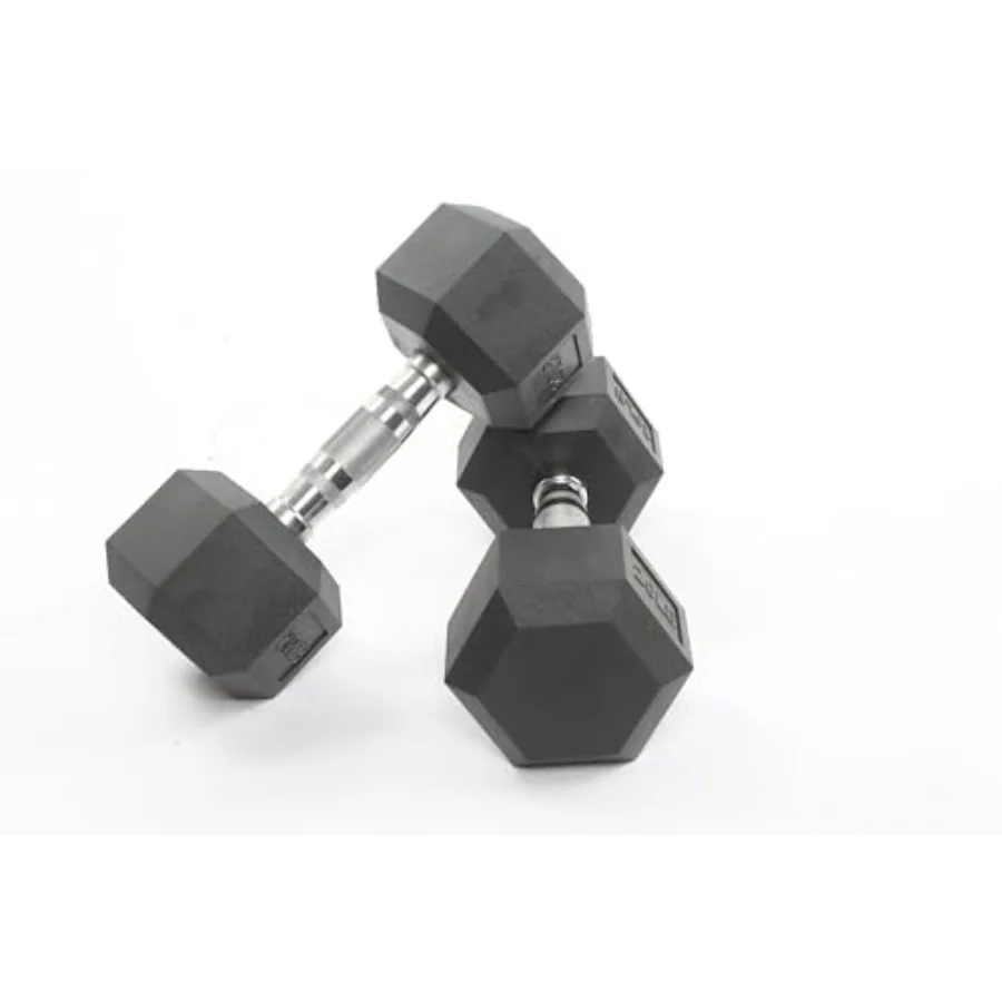

Dumbbell Set - Rubber PEV Coated Free Weights with Non-Slip Anti-Roll Handles for Strength Training Unisex Home Gym