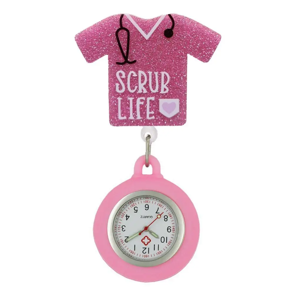 Retractable Retractable Pocket Watch Clip-On Silicone Nurse Watch Multi-functional Cartoon Glitter Clip-On Pocket Watch Students