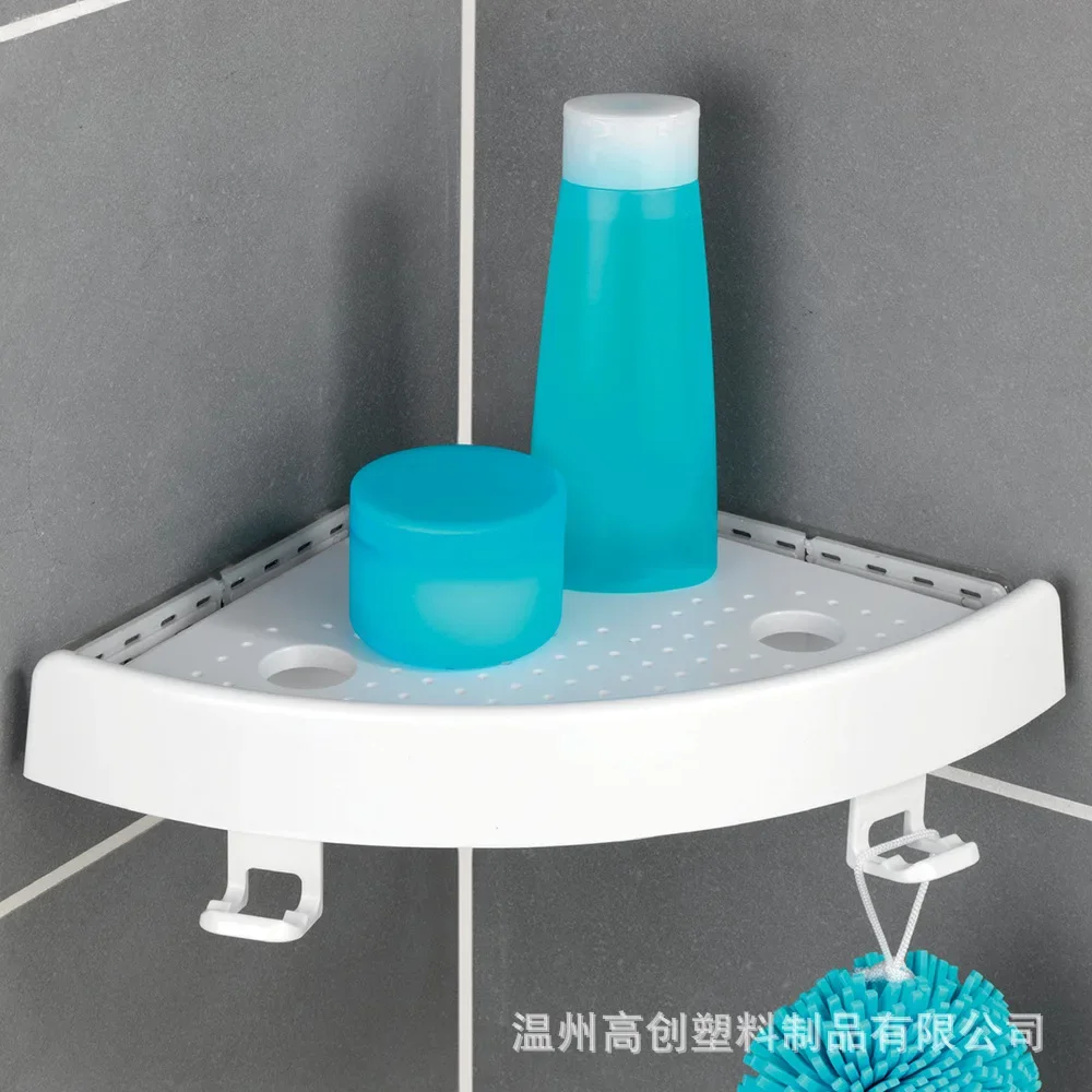 

Free Punch Plastic Bathroom Shower Caddy Rack White Kitchen Storage Shelf Cosmetic Corner Shelf Shampoo Holder Wall Hanging