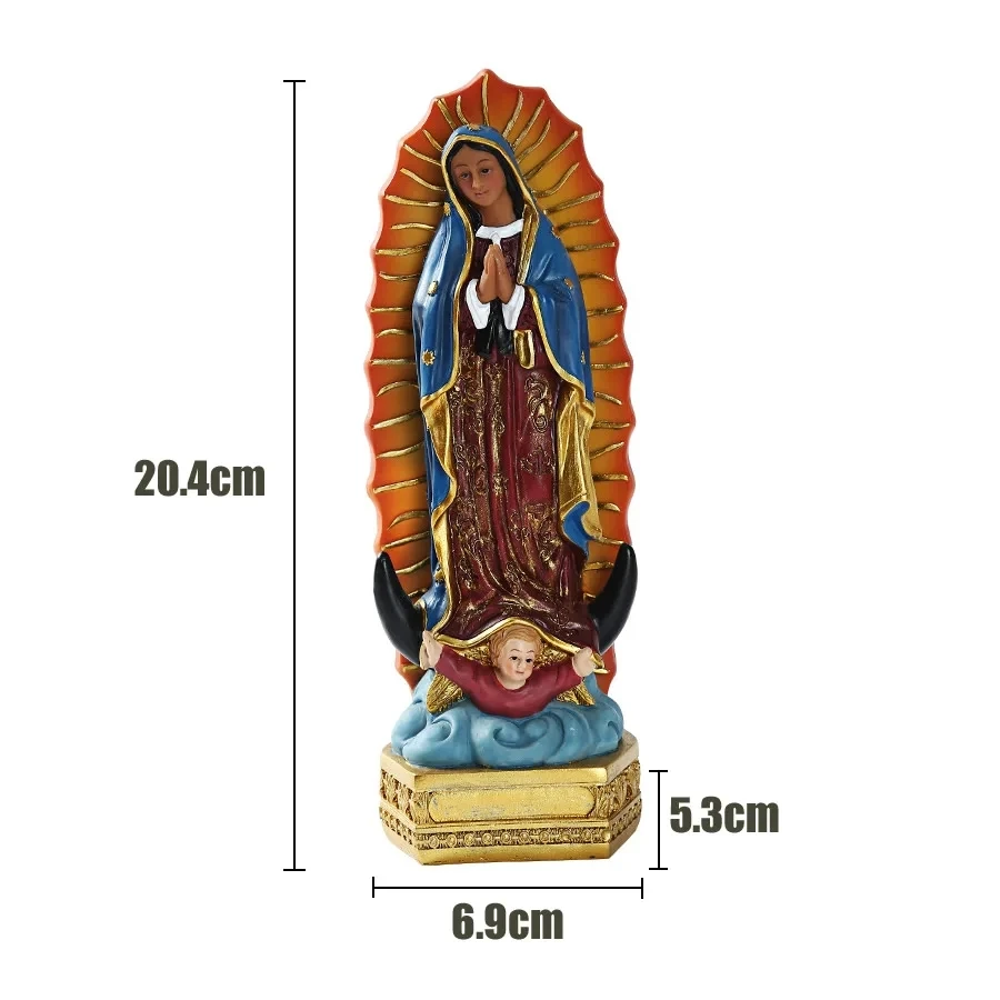 Mexico Our Lady of Guadalupe Statue Figurine Catholic Sculpture Resin Home Office Religious Decoration Ornament Crafts