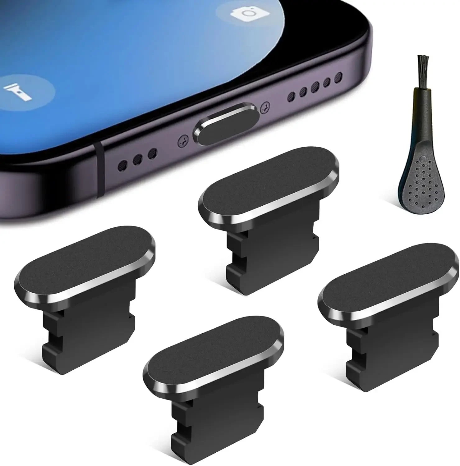 32Pcs Phone Charging Port Cleaning Set Net Sticker Anti-Dust Protection Cover Protector Cap Type-C Dust Plug Cleaner Kit Brush