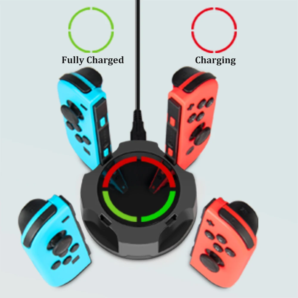 4 in 1 Charging Station with LED Indicator for Nintendo Switch Joy-Con, NesBull Switch Joy-Con