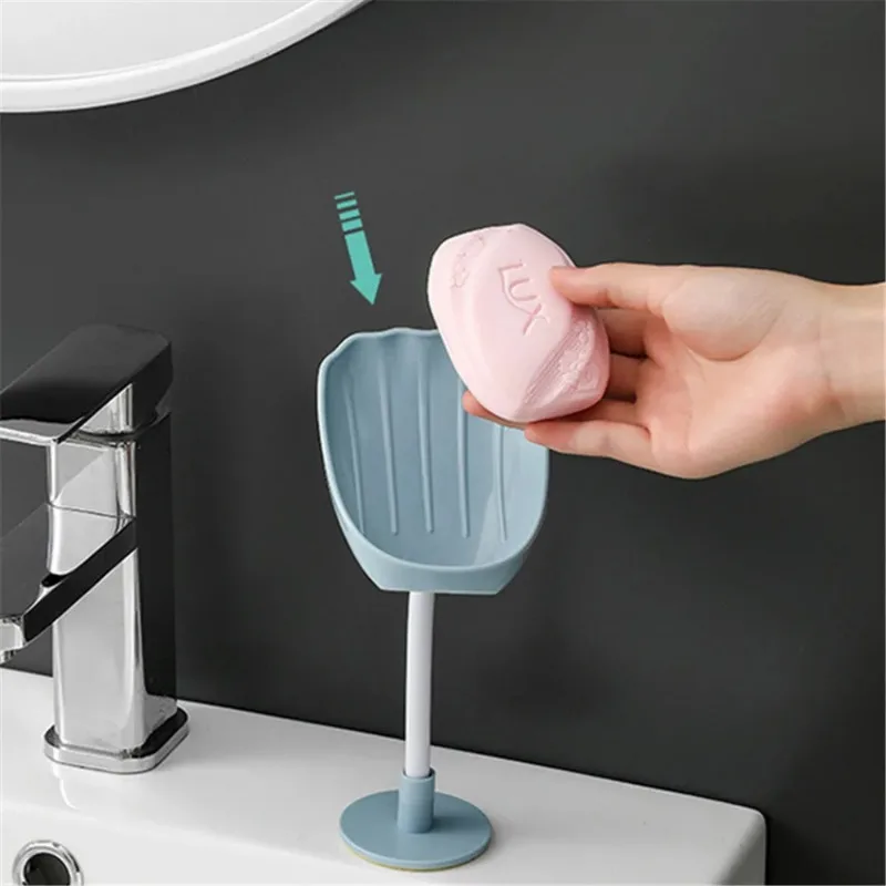 Hot Leaf Shape Soap Holder Suction Cup Sponge Dish Rack With Drain Water Bathroom Shelf For Home Storage Box Kitchen Accessorie