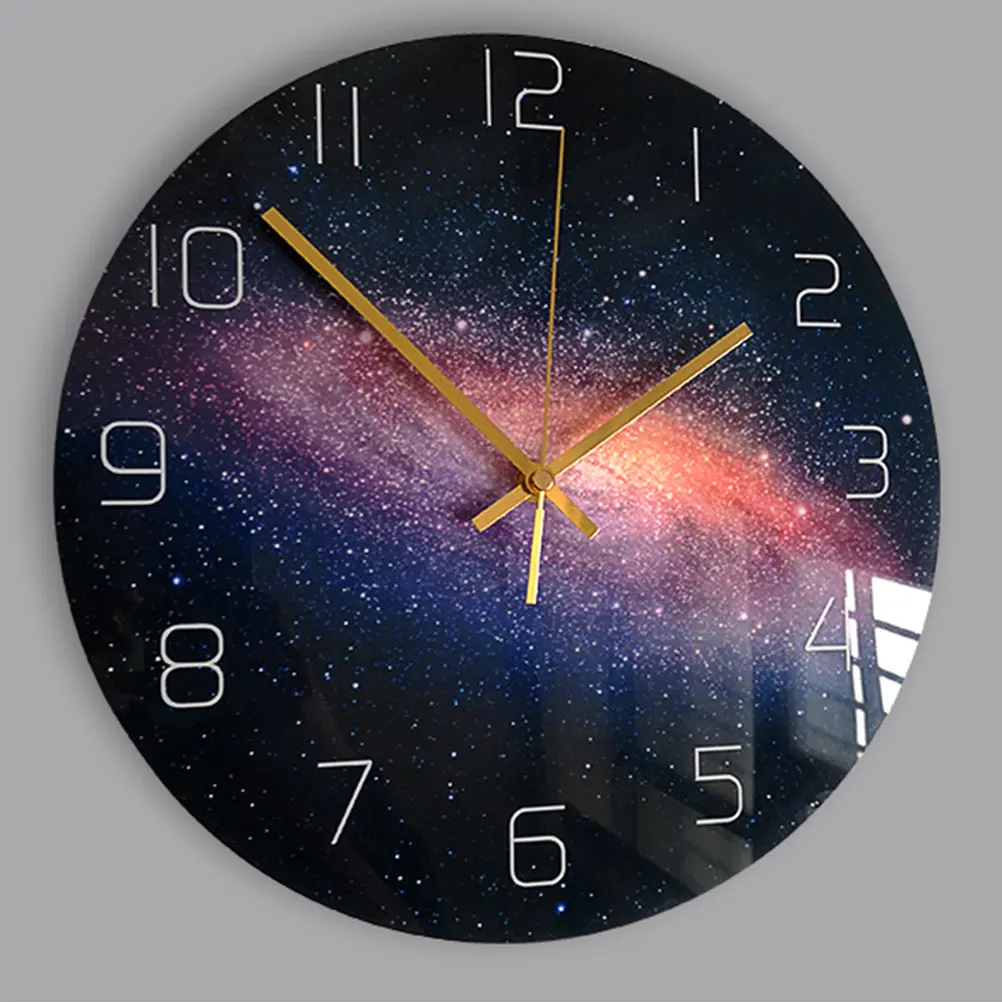 Wall Clock Clear Reading Round Marble Acrylic Modern Decor for Home Living Room