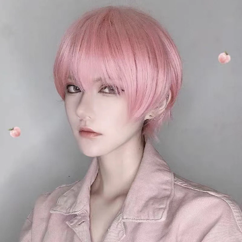 Gold Grey Fashion Boy Short Hair 2D Anime Cosplay Wig Stage Performance Masquerade Festival Party High-temperature Silk Full Wig