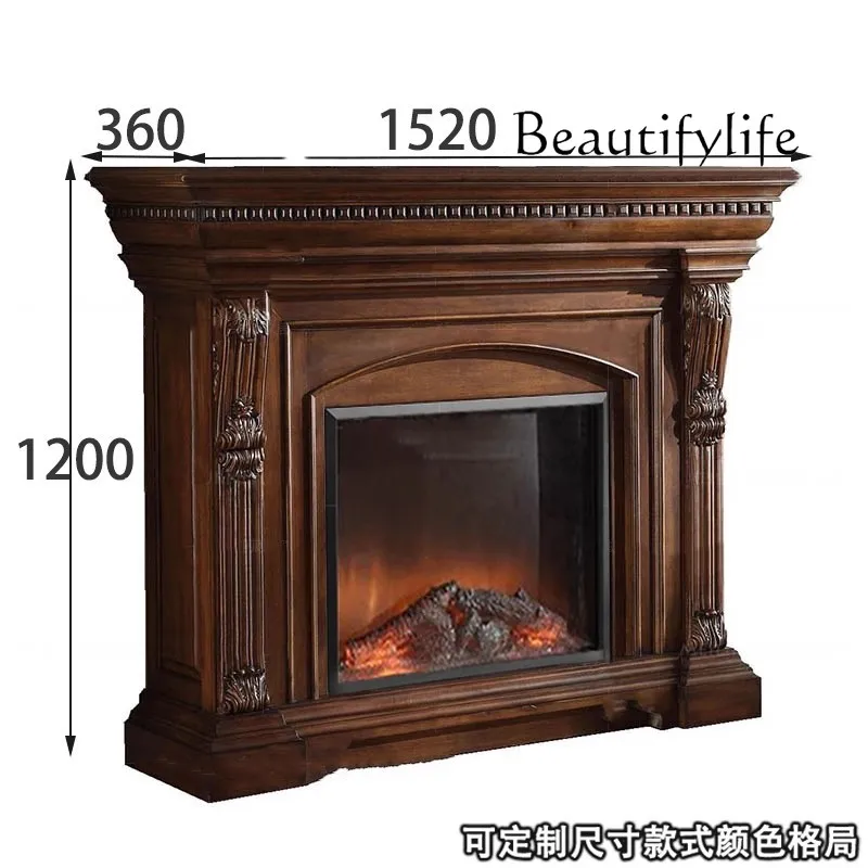 All solid wood living room European carved villa American classical art wall cabinet shelf entrance cabinet household