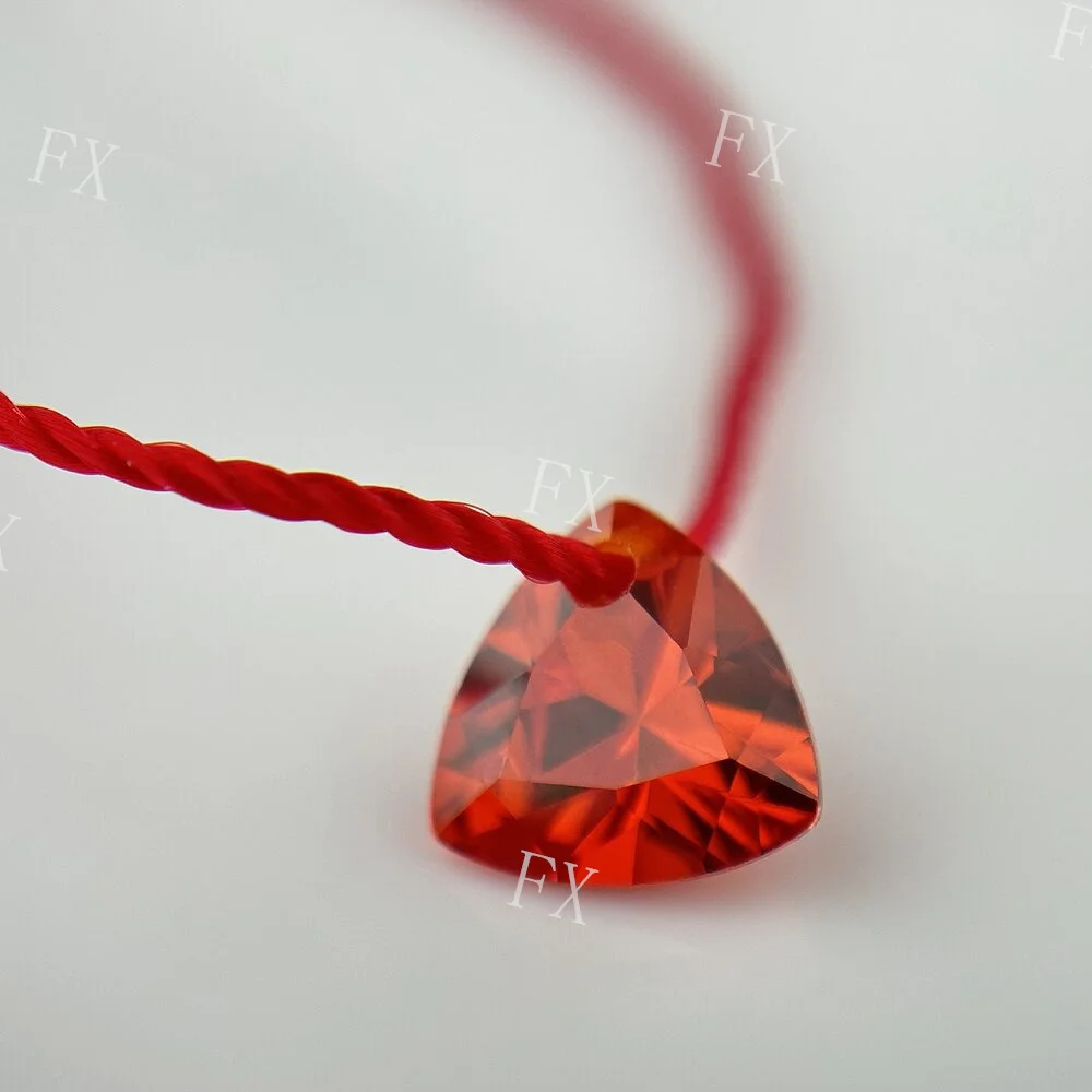 Cubic Zirconia Stone Single Hole Trillion Shape Orange Brilliant Cut Loose CZ Stones Synthetic Gems Beads 5x5~12x12mm AAAAA