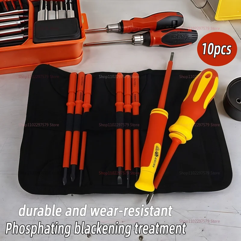 10 في 1 معزول مفك مجموعة 500 فولت صلابة عالية المغناطيسي فيليبس مسدس كهربائي أدوات إصلاح المهنية