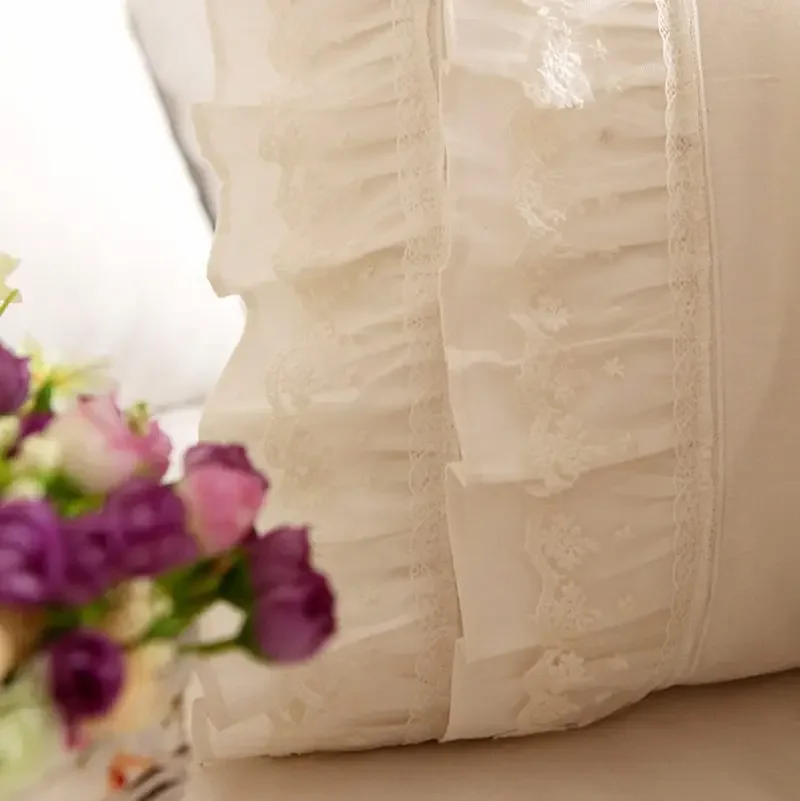 1 pieces ruffle lace pillow case European Elegant pillowcase 100% cotton fabric pillow covers decorative bed pillow sham textile