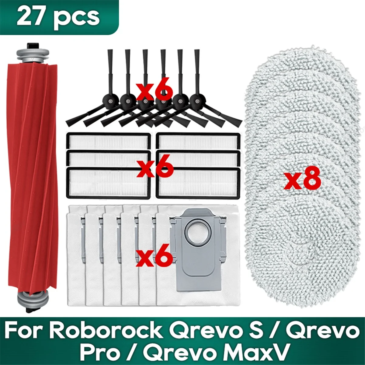 Fzfz para qrevo pro/qrevo maxv/qrevo s robô aspirador de pó acessórios esfregões filtro hepa principal escova lateral peças substituição