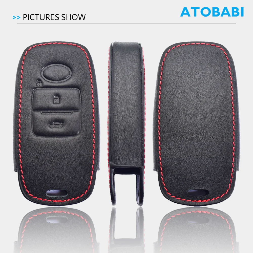 Leather Car Key Cover Remote Fobs Cases Accessories For Daihatsu Tanto LA650S Sparky Toyota Raize Rubber Tank Roomy Subaru 2023