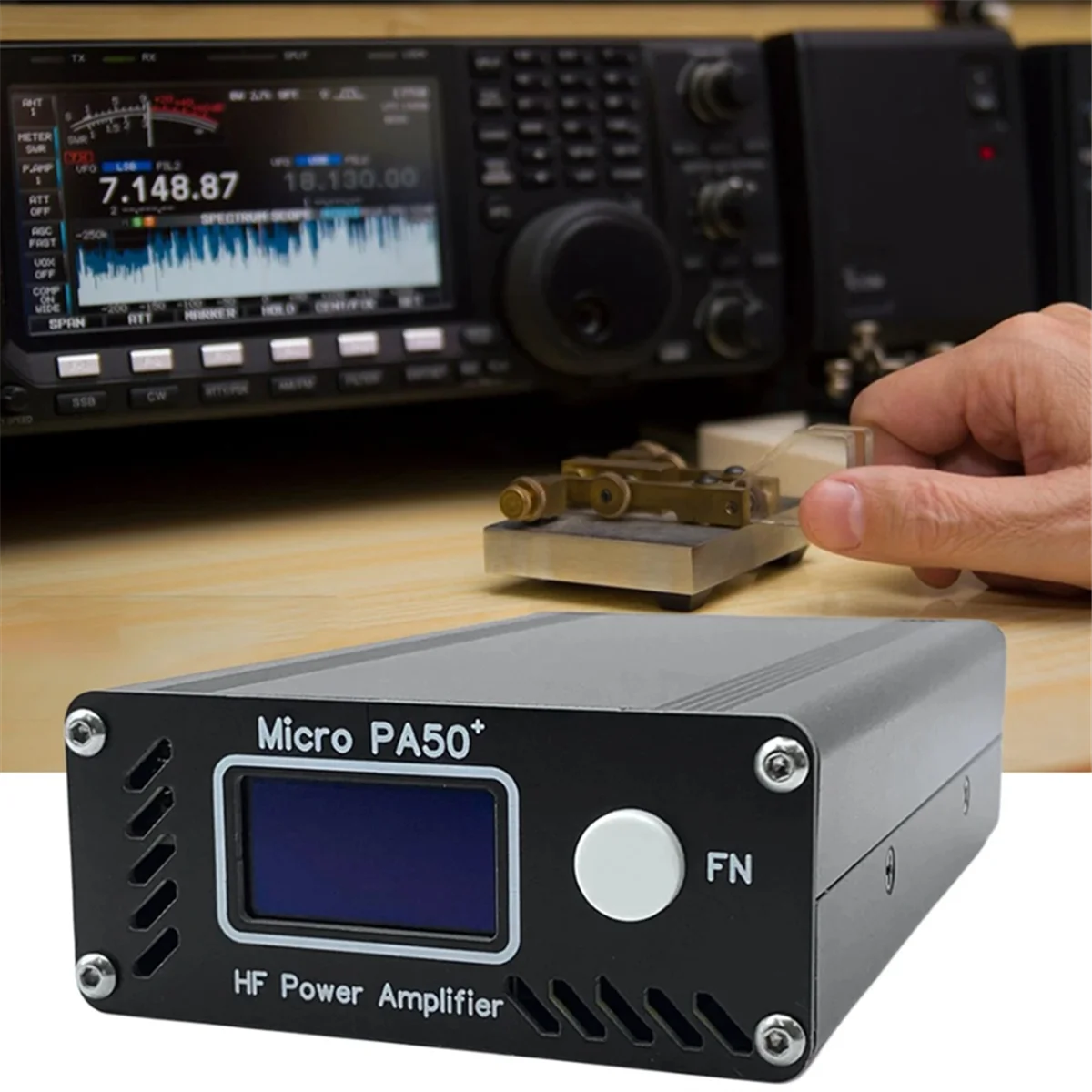 ABJG-PA50+ (PA50 Plus) 50 وات 3.5 ميجا هرتز - 28.5 ميجا هرتز 1.3 بوصة شاشة OLED ذكية على الموجات القصيرة HF مكبر كهربائي