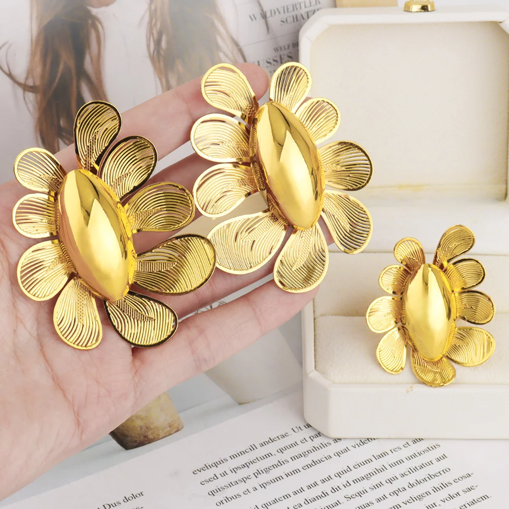YM 2025, europäisches und amerikanisches Hohlring- und Ohrring-Set, Damen-Schmuckset, Party-Hochzeit, modisches Schmuck-Damengeschenk 5