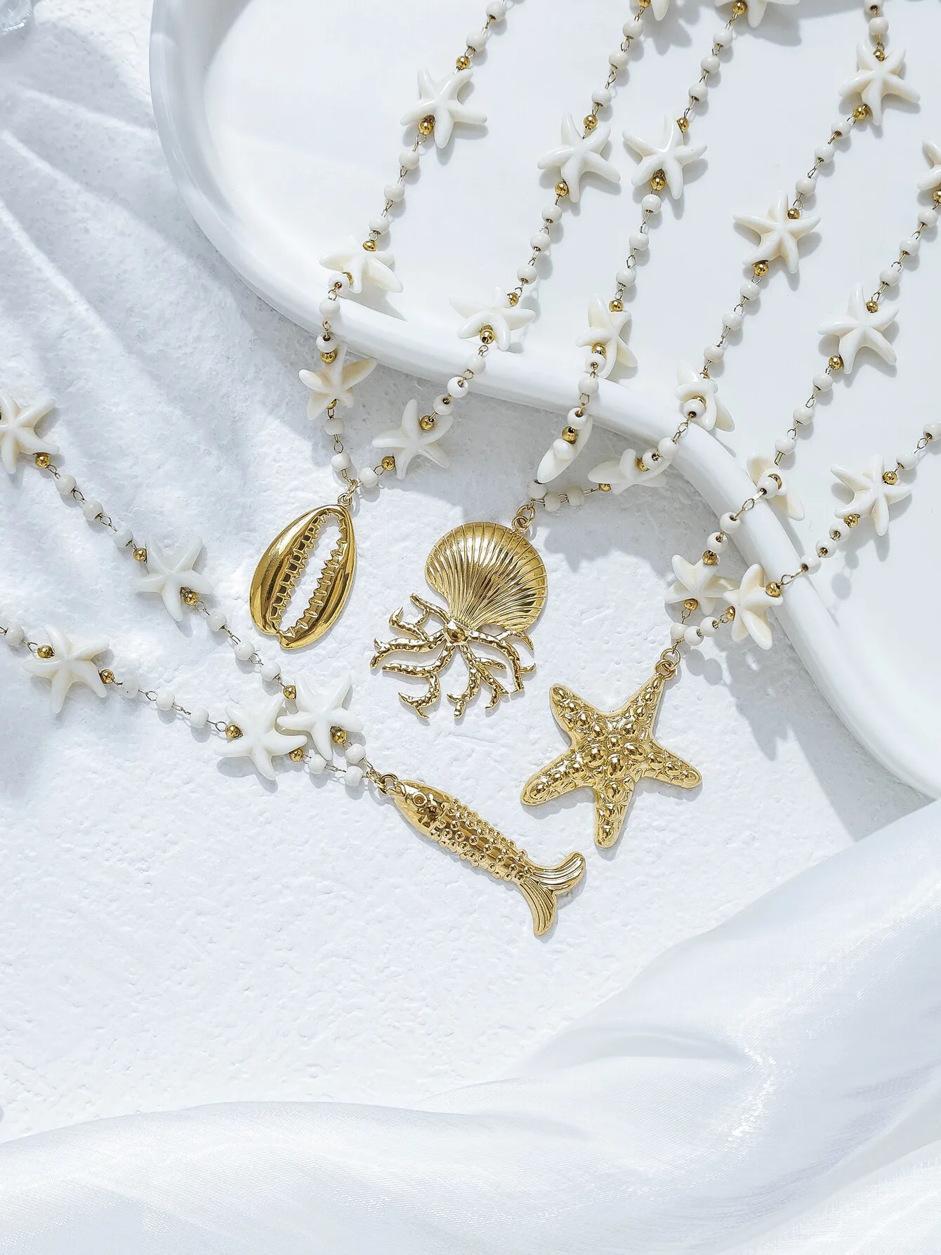

Bohemian pendant necklace starfish chain octopus starfish fish shell pendant jewelry suitable for women's beach vacation