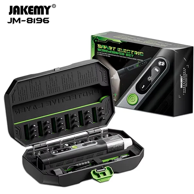 JAKEMY JM‑8196 Cordless Precision Electric Screwdriver Set 4‑Gear Torque Magnetic For Phone PC Glasses Electronic Repair