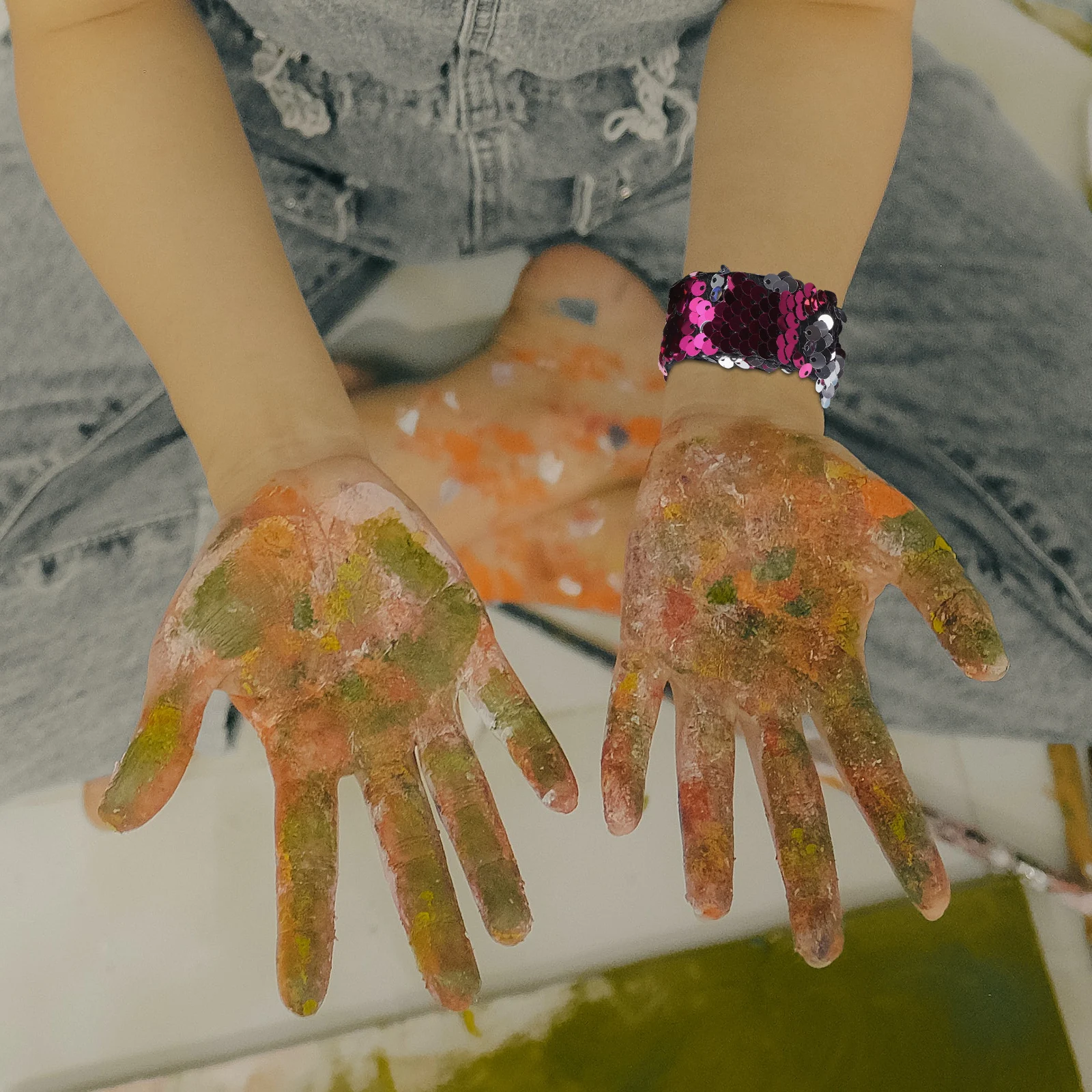 

5Pcs Mermaid Design Sequin Slap Bracelets Fashion Wristbands for Kids Children Decorative Slap Bands Fun Accessories