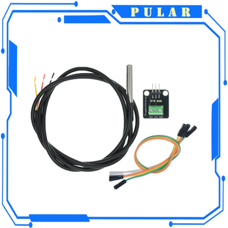 DS18B20 Kit modulo sensore di temperatura impermeabile cavo sensore digitale da 100CM adattatore terminale sonda in acciaio inossidabile PLR Arduino