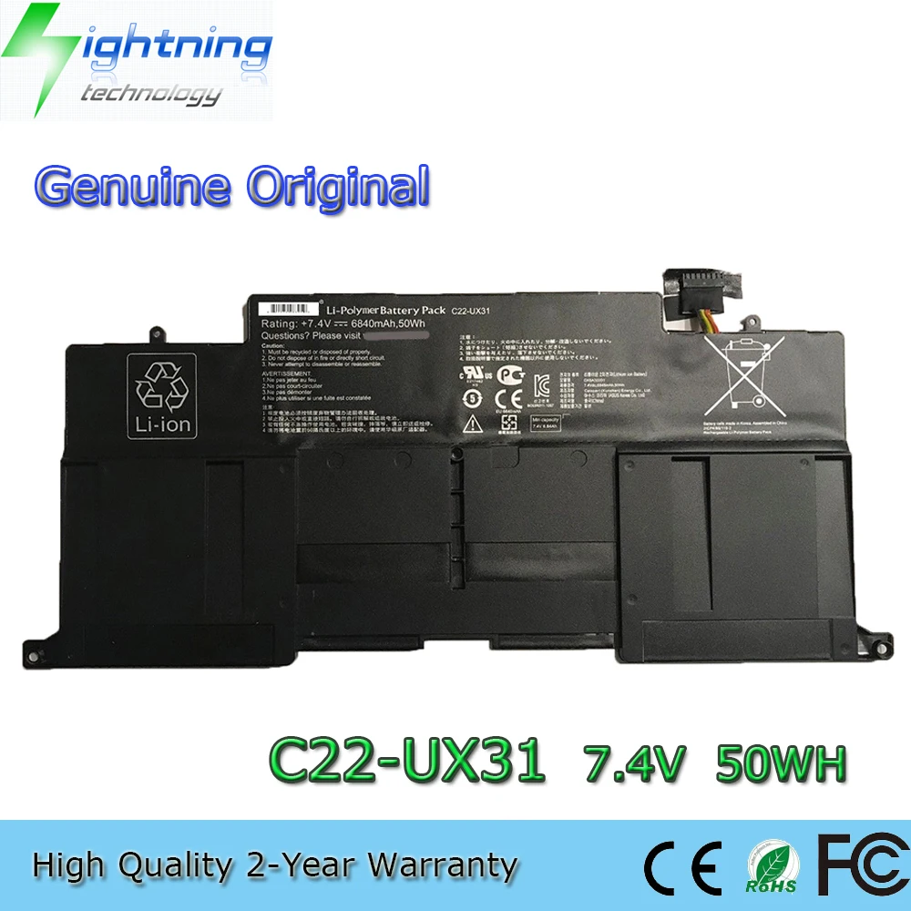 Brand New Genuine Original C22-UX31 7.4V 50Wh Laptop Battery for Asus ZenBook UX31 UX31A UX31E C21-UX31 C23-UX31