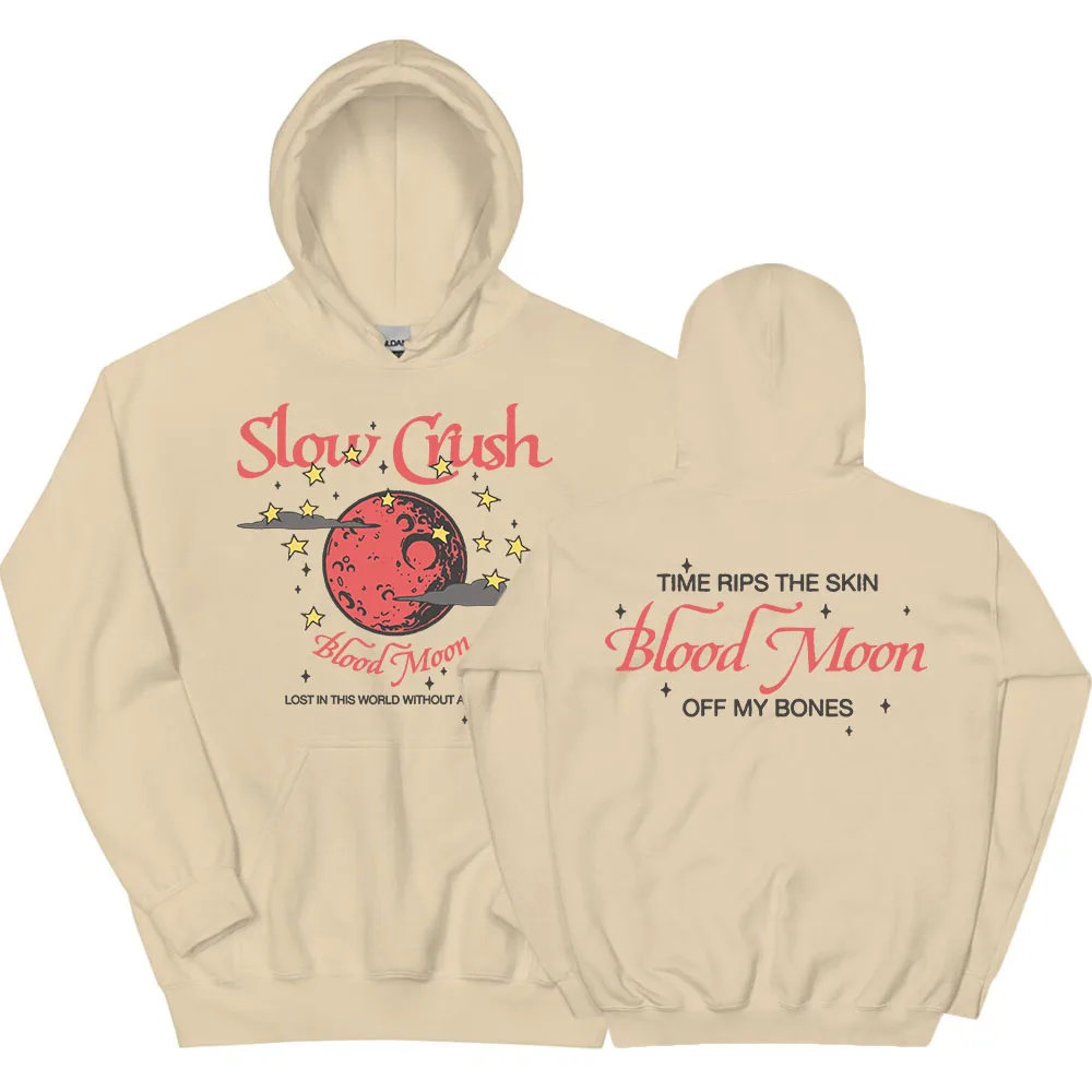 

Slow Crush BLOOD MOON Hoodies Fashion Graphic Printing Sweatshirt for Male Casual Long Sleeve Men/Women Pullovers Streetwear Boy