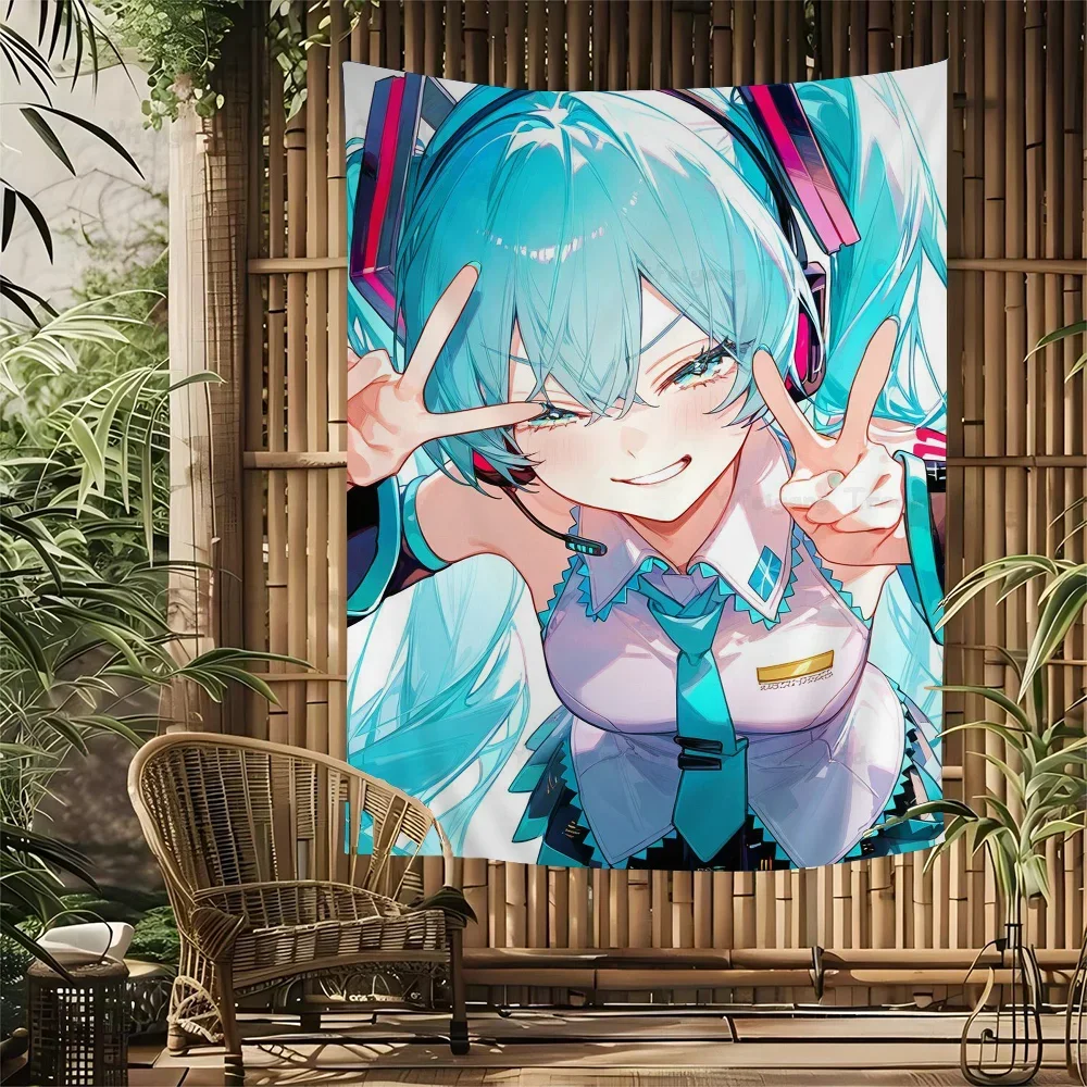 Virtual Idol H-Hatsunes M-MikU Printed Large Wall Tapestry Indian Buddha Decoration Witchcraft Bohemian Hippie Decor Blanket