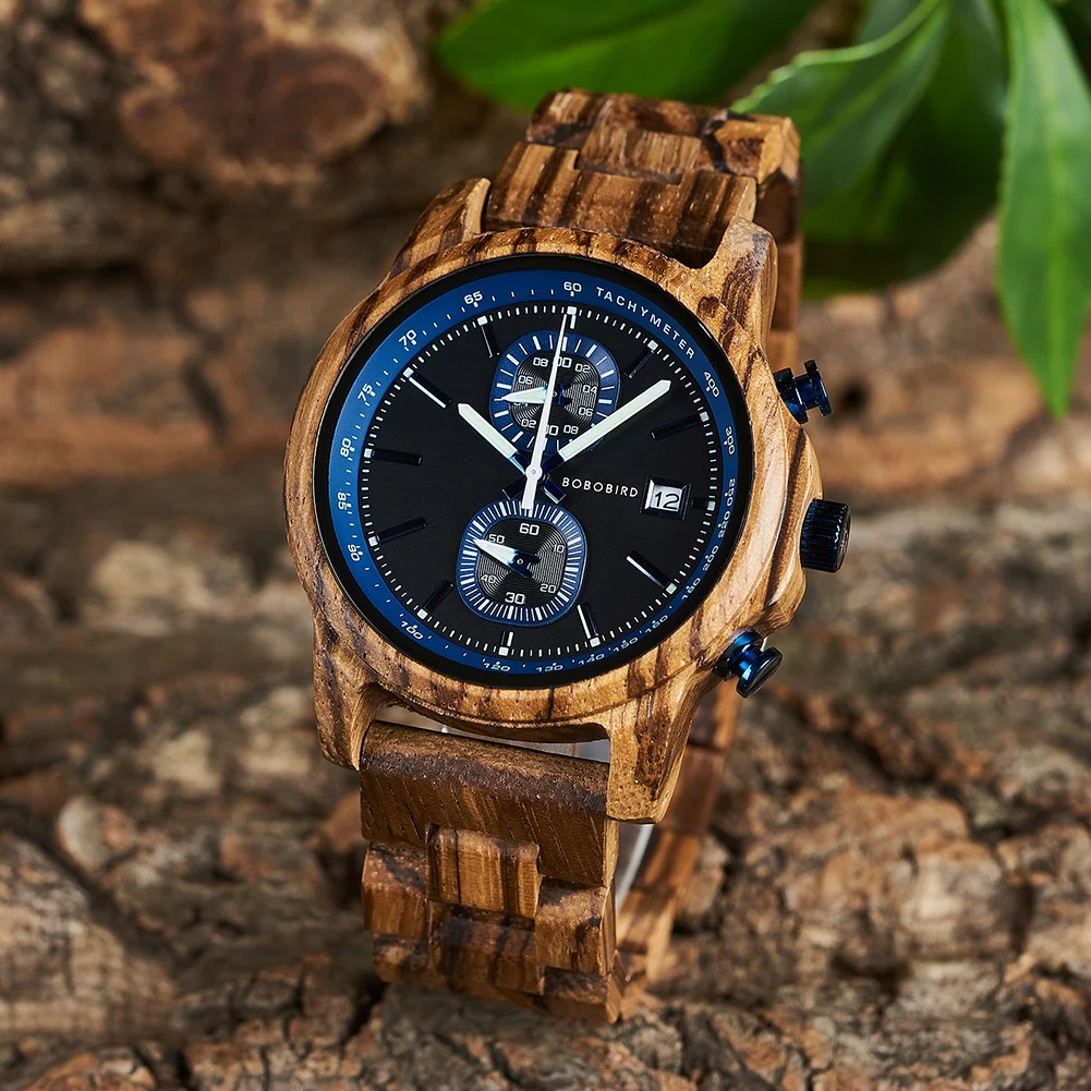 BOBO BIRD Wood Watch Men Luxury Wooden Wrist Watches reloj hombre Lightweight Quartz Clock Chronograph Gift For Men Dropshipping