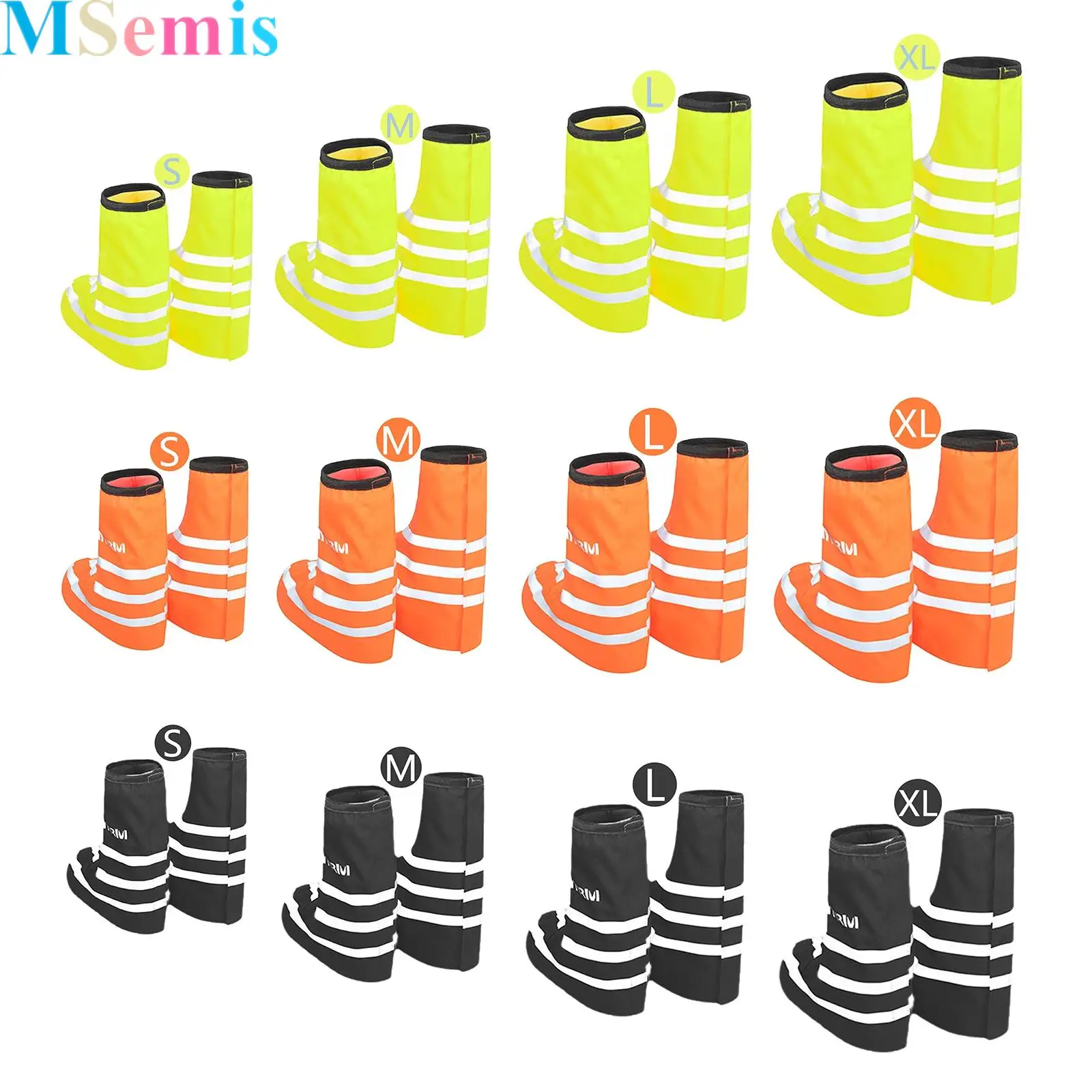 

1 Pair Adults Reflective Strips Shoe Cover Hook-and-loop Fastener Water-resistant Shoe Covers for Outdoor Cycling