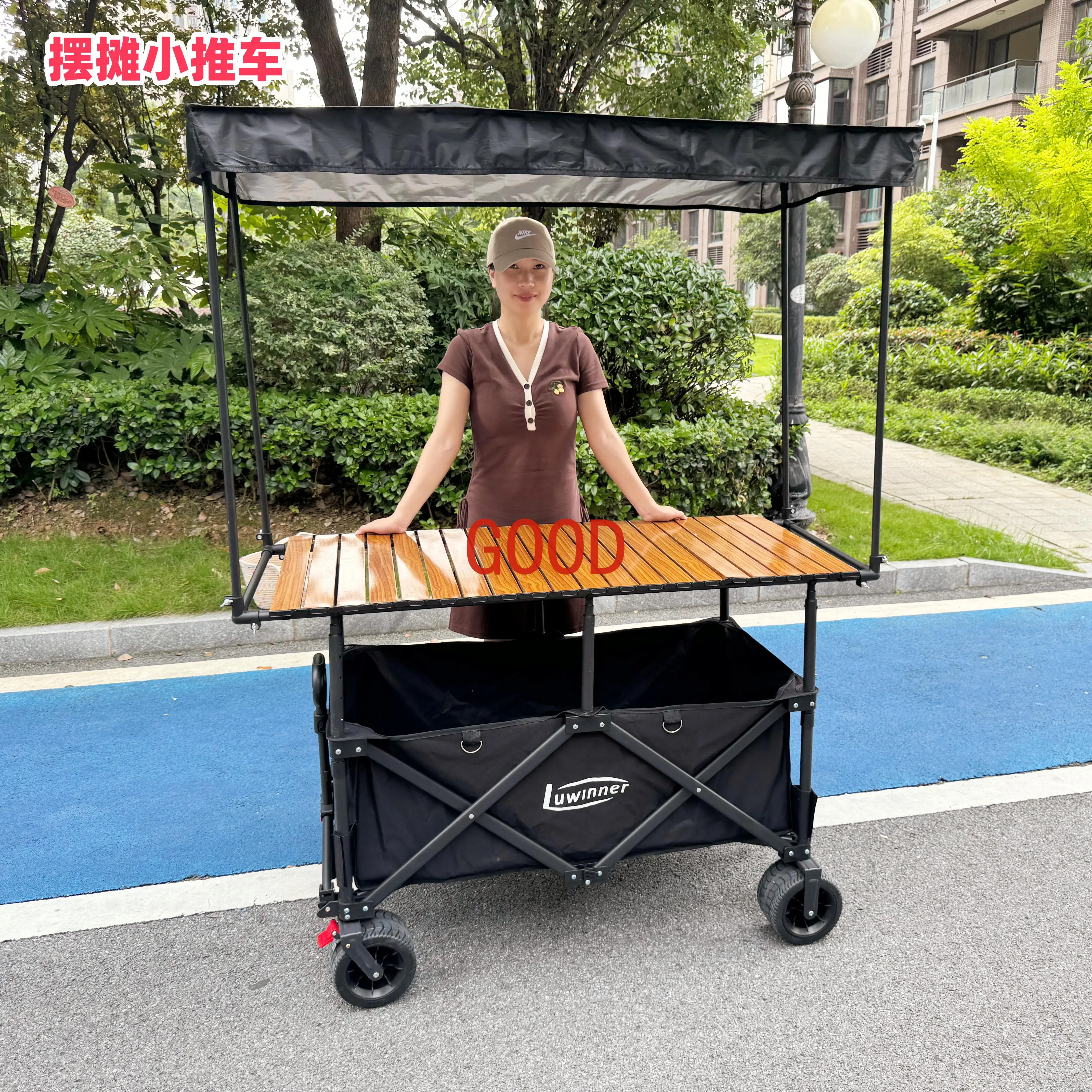 Push and pull camper cart stall trolley