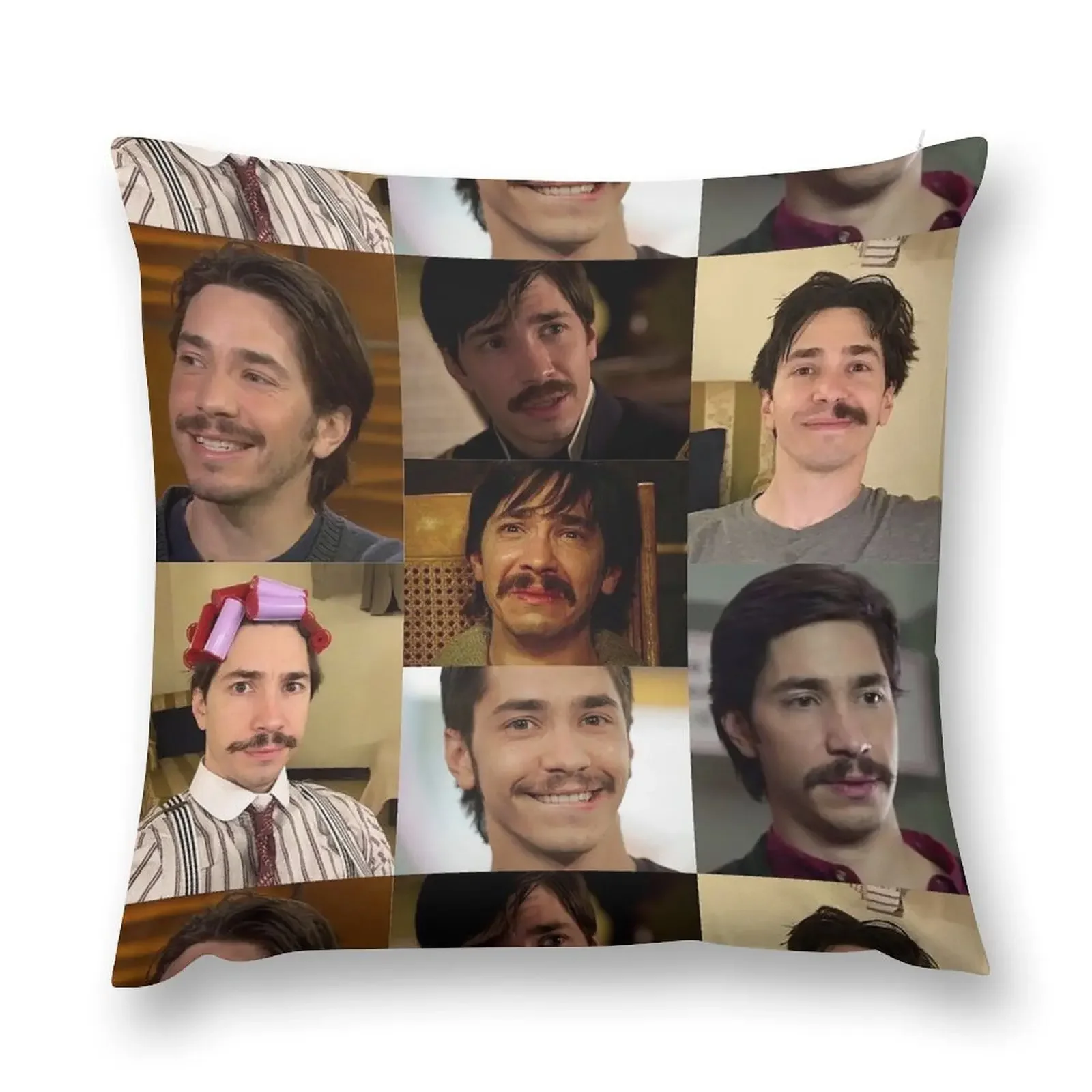 justin long the moustache king Throw Pillow Pillows Aesthetic Pillow Covers Decorative pillow