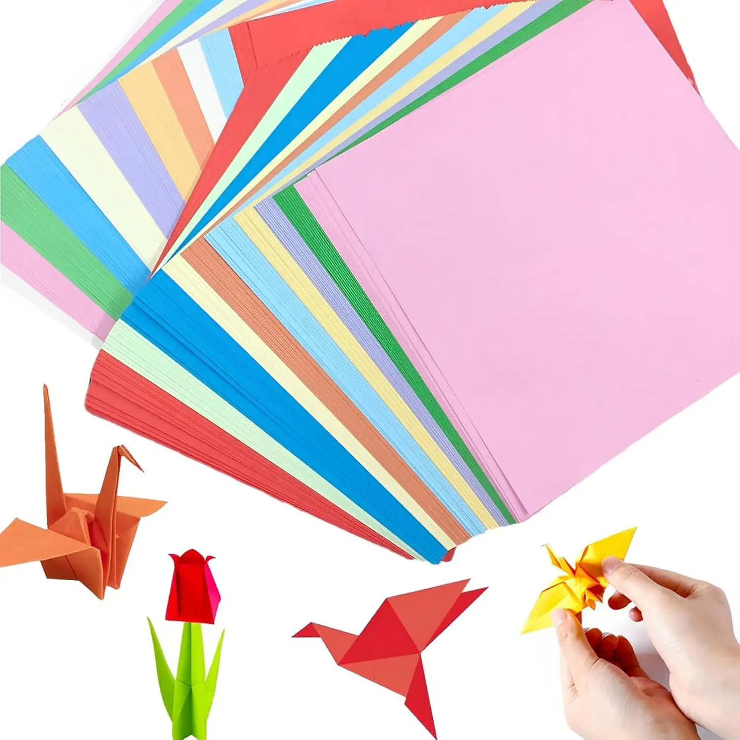 

SINMARK 100pcs Origami Square Paper Double Sided 10 Colors Folding Lucky Wish Paper Crane Craft DIY Colorful Scrapbooking