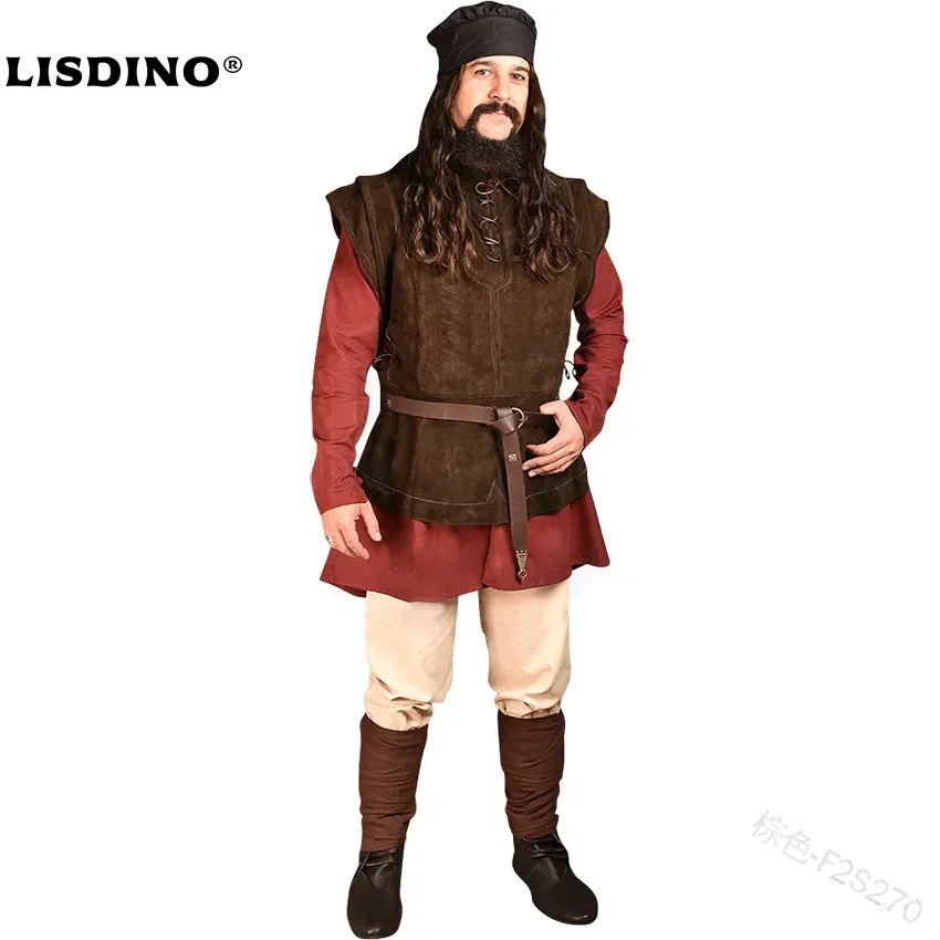 القوطية الرجال ضمادة القراصنة عصر النهضة فارس صدرية سترة سترة خمر المحارب الرجال القرون الوسطى سترة دون أكمام #1