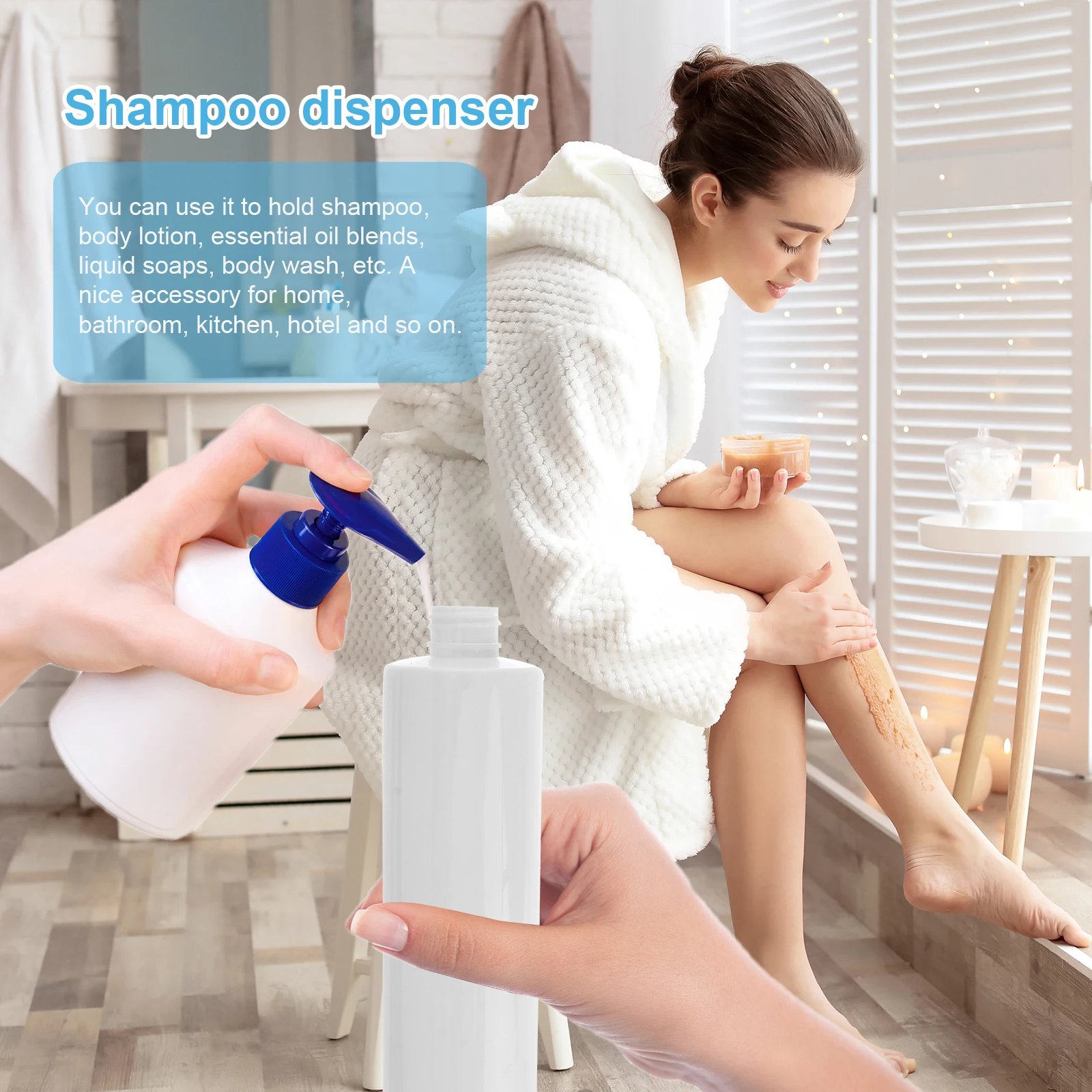 

4Pcs Spiral Pump Bottles Empty Household Refillable Containers Shampoo Shower Gel Hand Soap Liquid Dispenser Bottles Travel Use