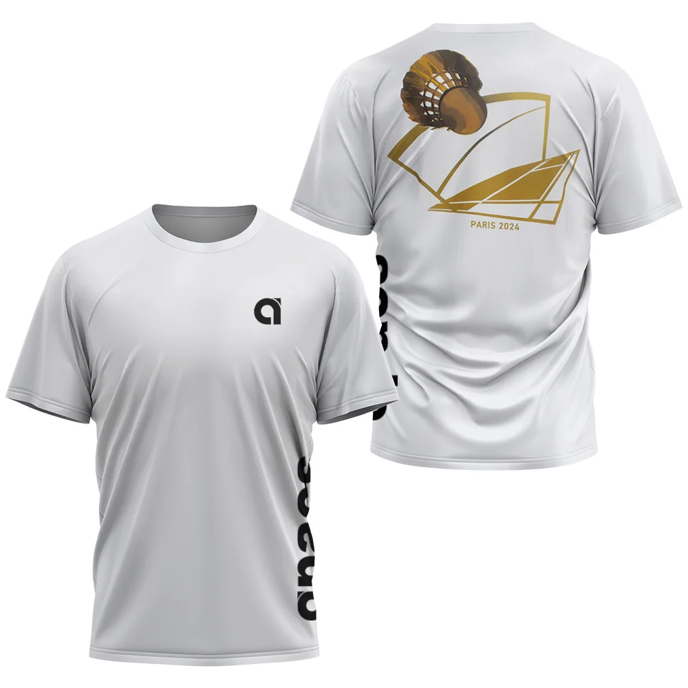 2024 new summer men's round neck T-shirt badminton game quick dry short sleeve tennis outdoor relaxed breathable sports T-shirt