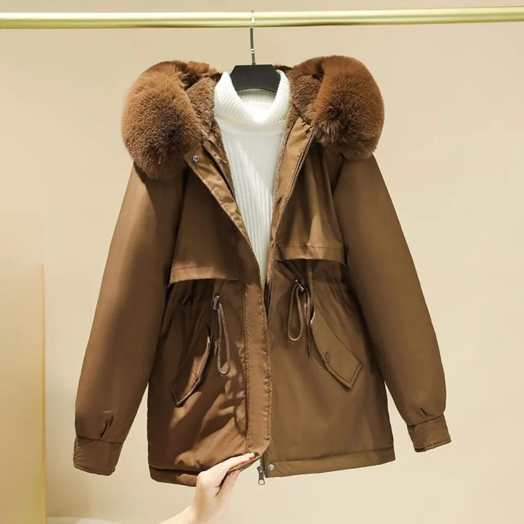 Damesjack met katoenen vulling, met fleece gevoerd, verdikt, Koreaanse stijl, losvallende winterjas, snoekkleding