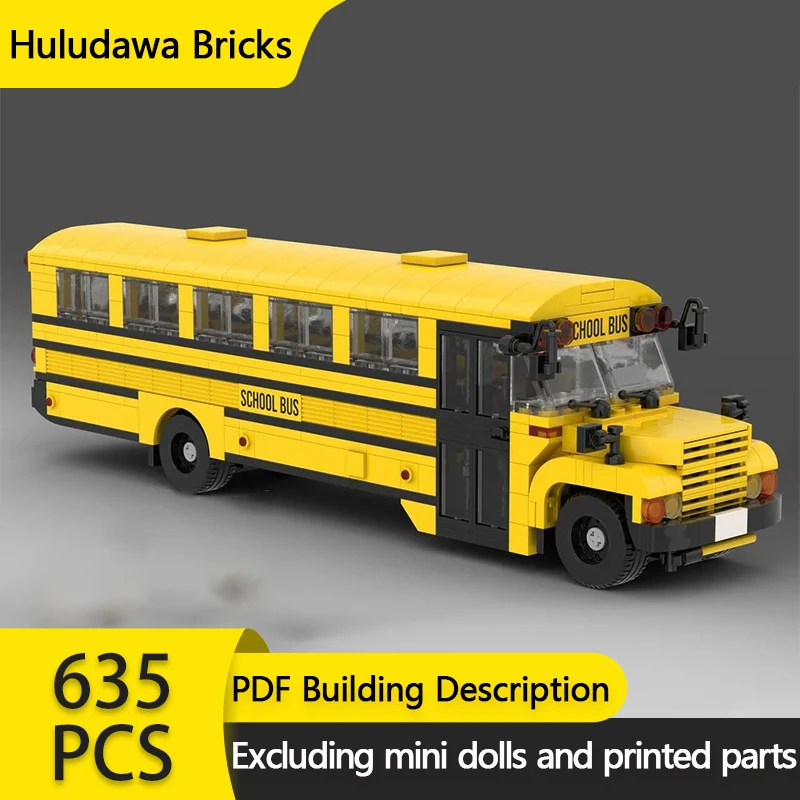 

City Service Car Model MOC Building Bricks Speed Champions School Bus Modular Technology Gift Holiday Assemble Children Toy Suit