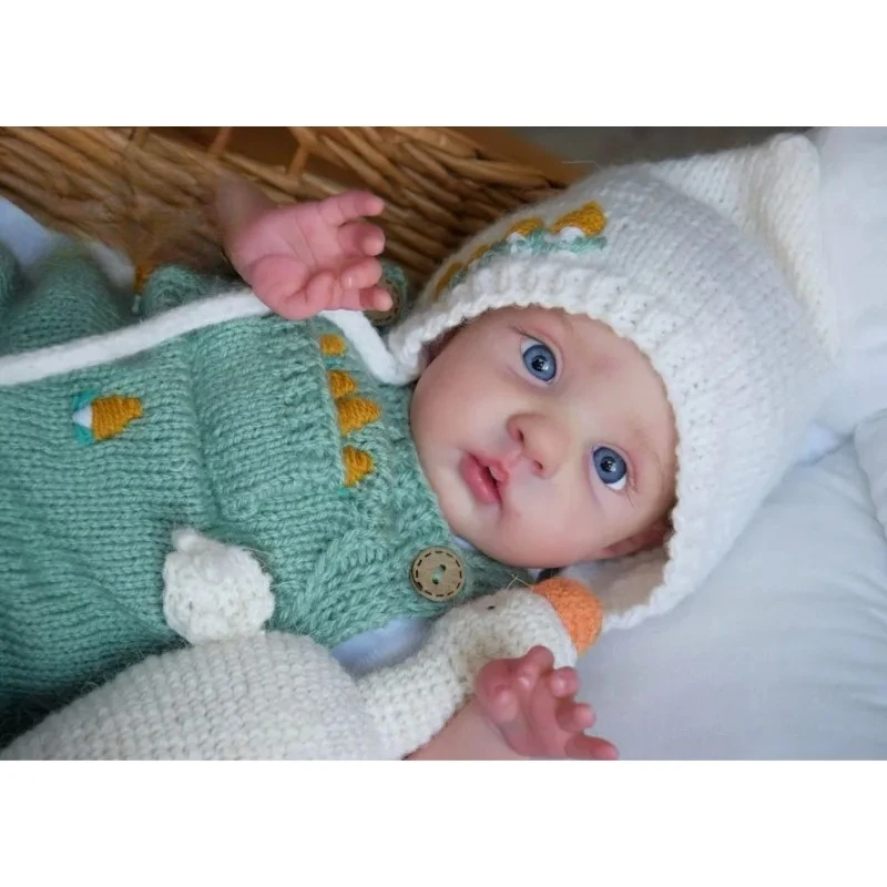17inch Already Painted Reborn Doll Kit Mikki   with Body Cloth and Blue Eyes DIY Doll Parts