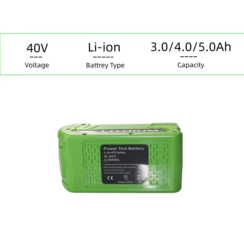 40v G-MAX 4.0Ah Rechargeable Battery for Greenworks 29252,22262, 25312, 25322, 20642, 22272, 27062, 21242