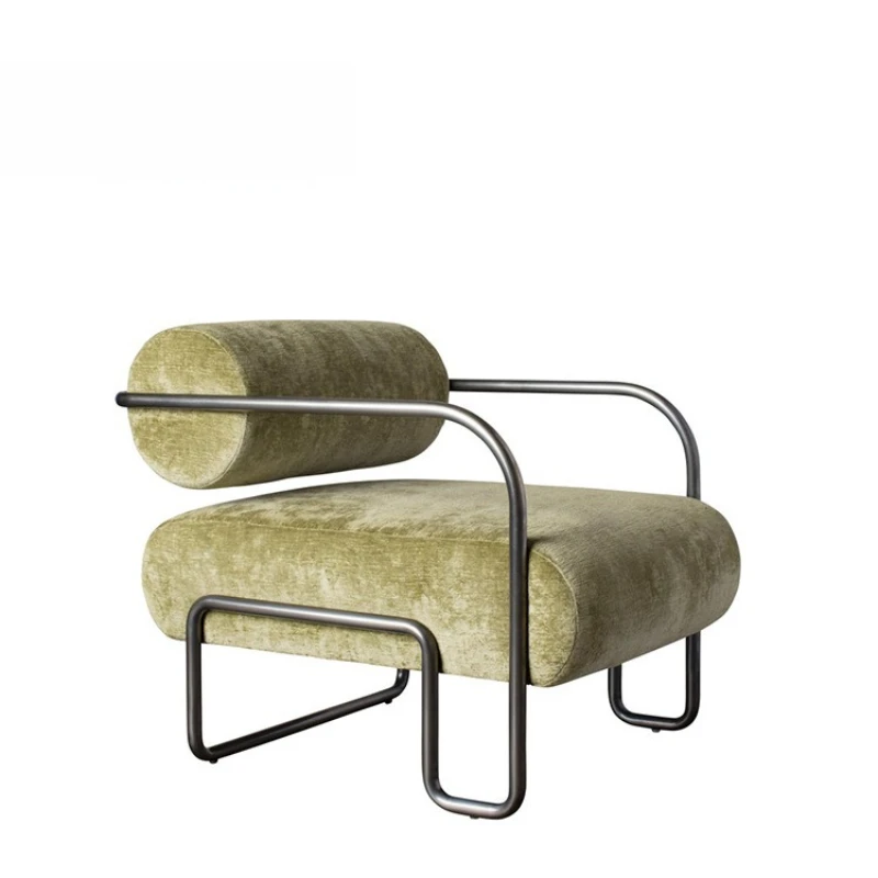 

Modern Modern Light Luxury Personality Minimalist Stainless Steel Elbow Leather Leisure Chair Hotel Villa Multi-person Sofa