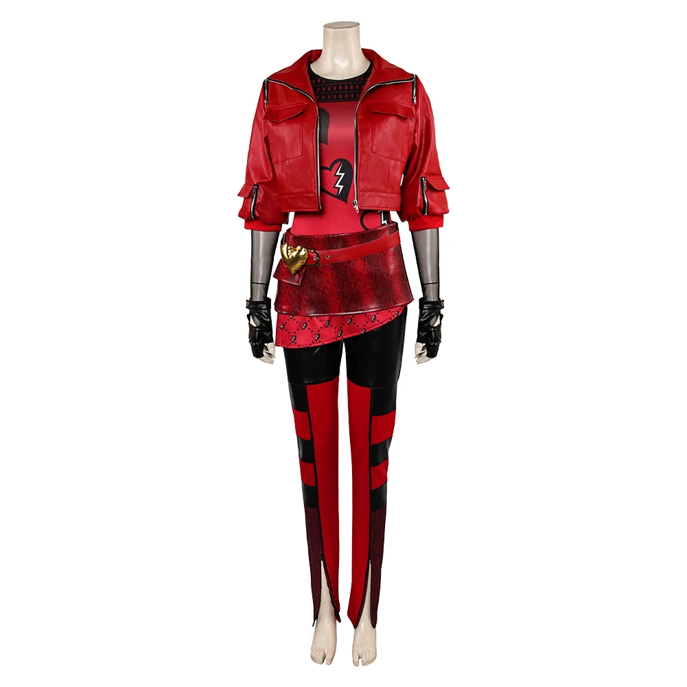 Red Cosplay Descendants Costume Adult Women Fantasy Jacket Pants Shirt Belt Gloves Wig Outfits Halloween Carnival Party Suit